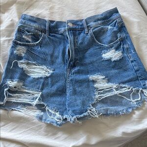 American Eagle Outfitters Blue Ripped Jean Shorts